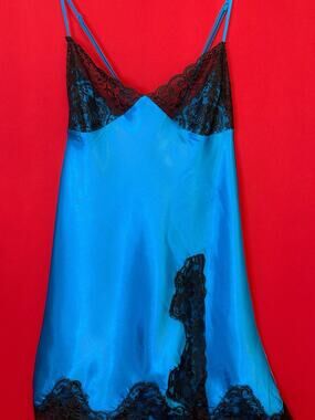 Sz Small  Frederick Of Hollywood Babydoll Bright Azure Blue Lingerie Dress
